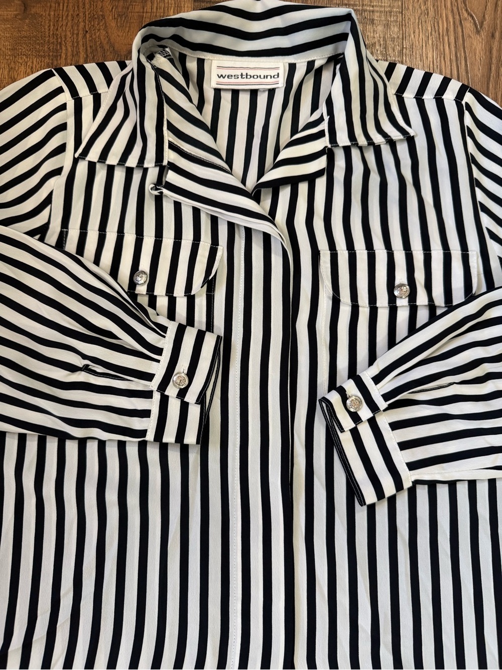 WESTBOUND Monochrome Striped Shirt black and white Size L